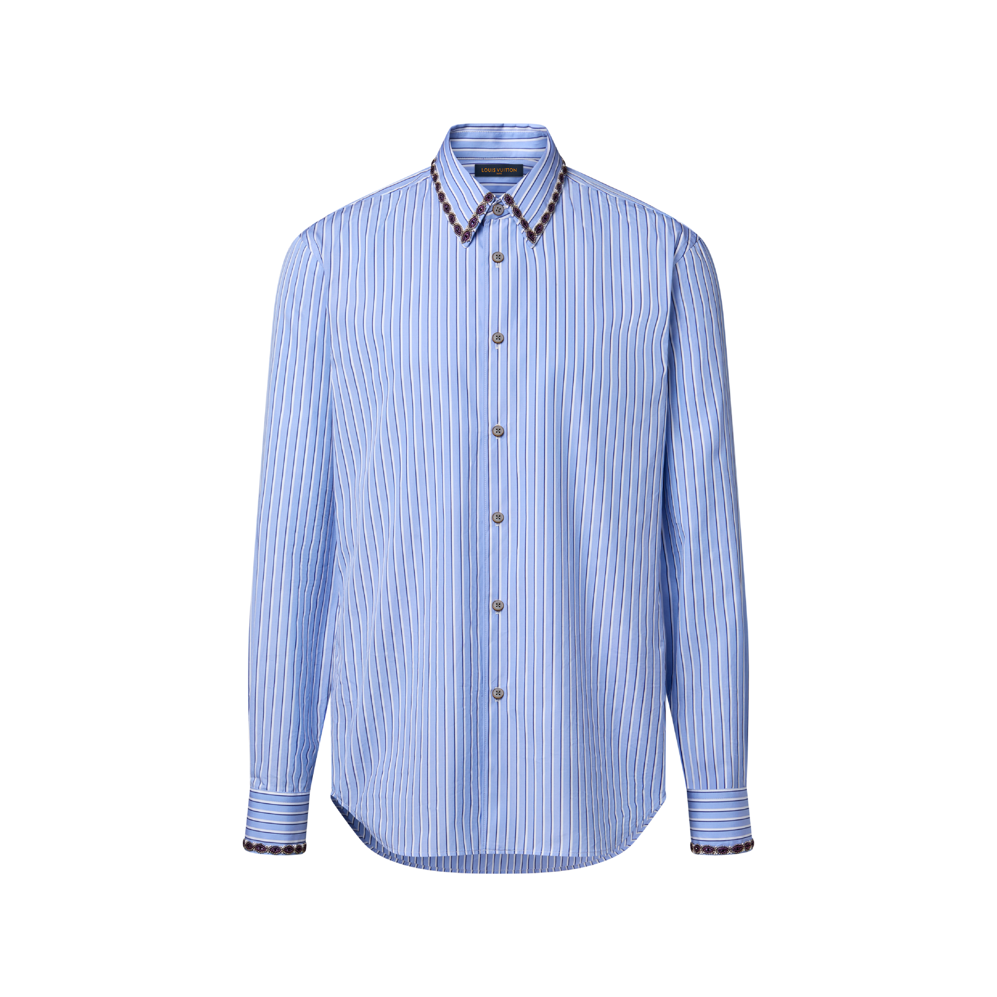 ビーズエンブロイダリー ロングスリーブ ストライプシャツ ｜ルイ